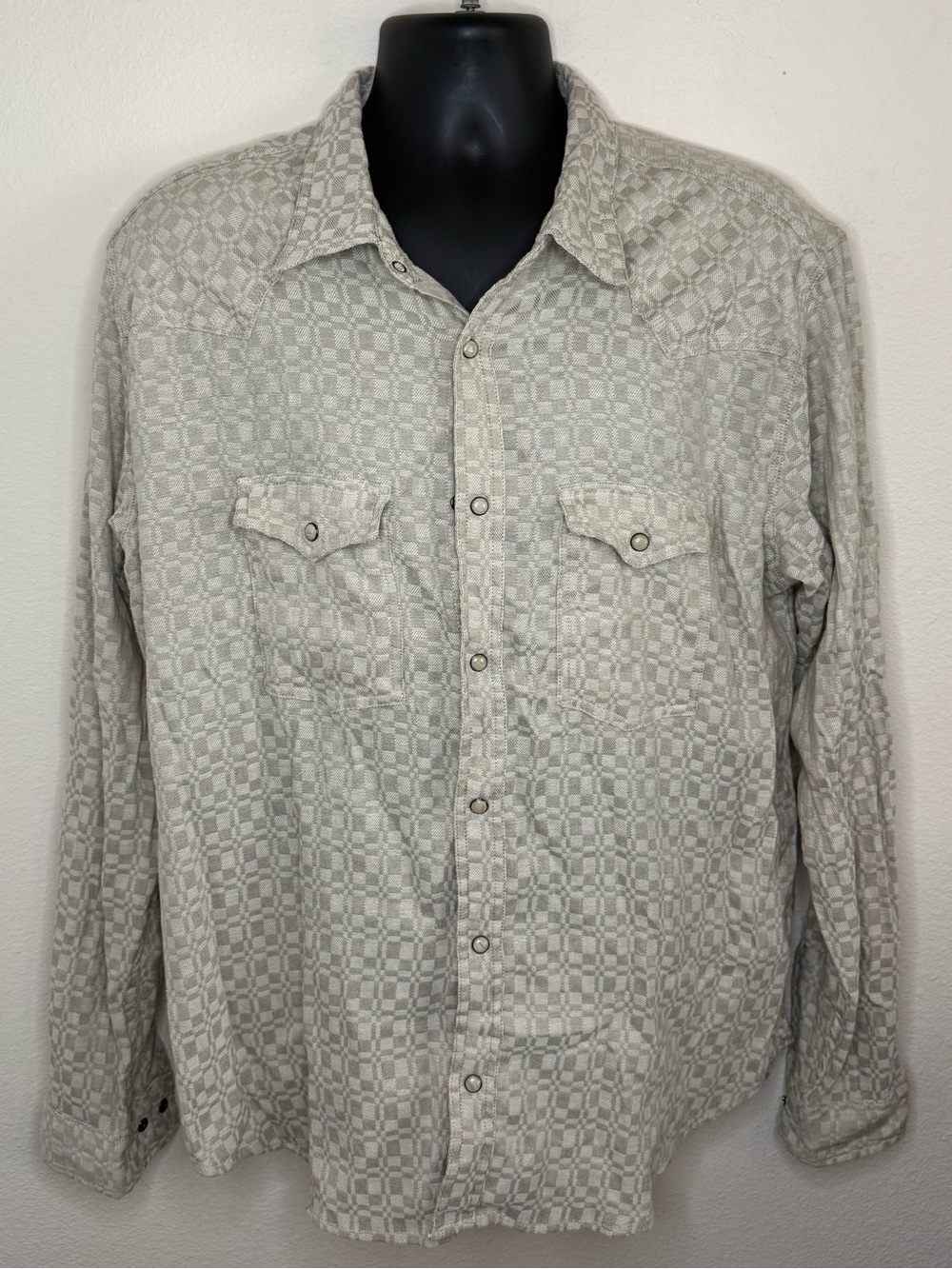 Corridor NYC Cream Pearl Snap Long Sleeve Shirt